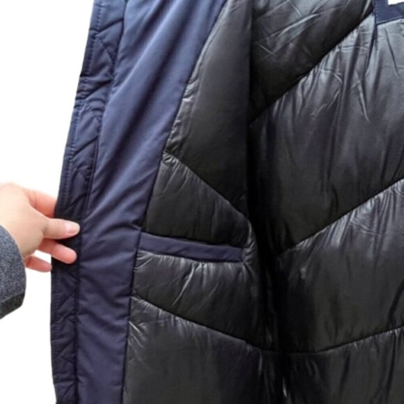 ZARA NWOT Men's Hooded Puffer Parka Long Navy Blue Size Medium - Picture 12 of 16